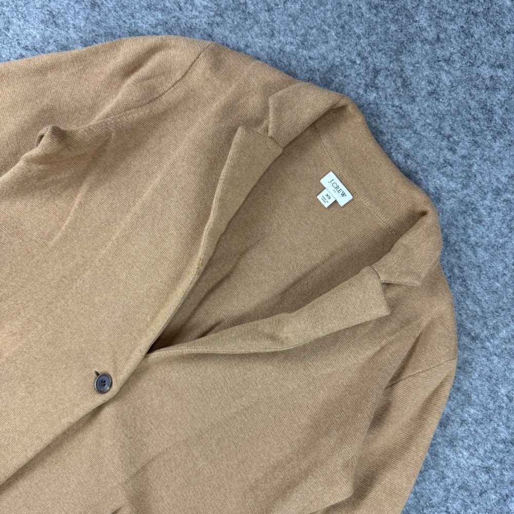 J.Crew Womens XS Camel Brown Cotton Knit Single Button Blazer Cardigan Jacket
